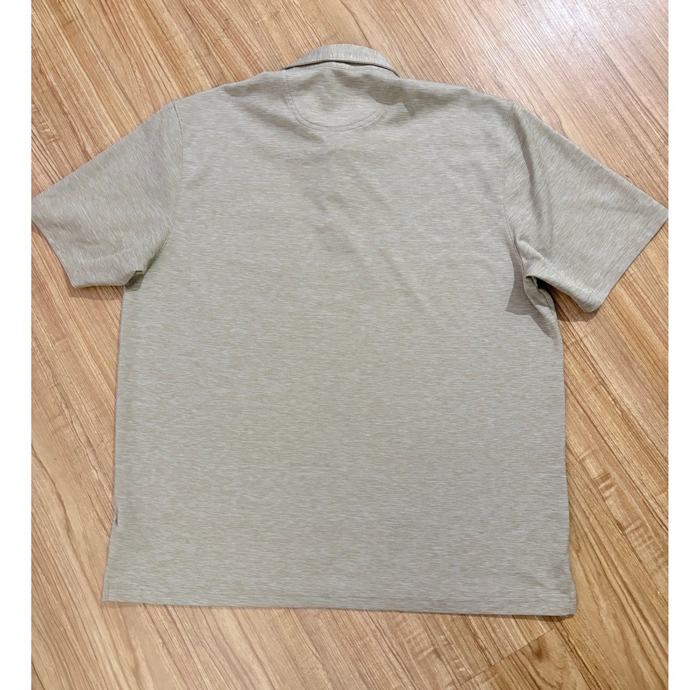 Greg Norman Golf Polo Shirt Shark Logo Khaki Tan Play Dry Mens XXL - Picture 2 of 8